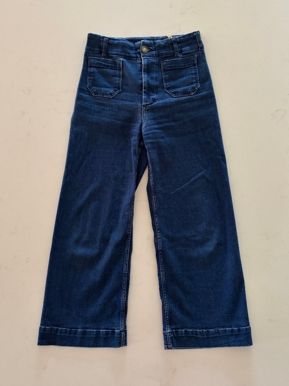 MAEVE Colette Dark Blue High-Rise Wide-Leg Cropped Jeans